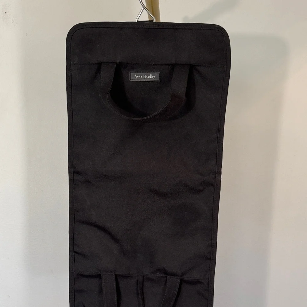 Vera Bradley Black Hanging cosmetics Organizer with Floral Trim EUC